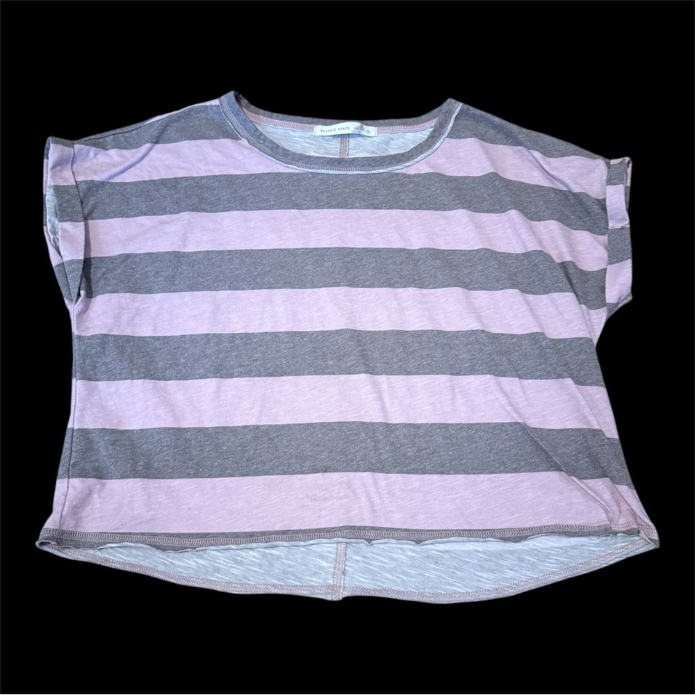 Altar'd State Pink and Gray Striped Crop Top